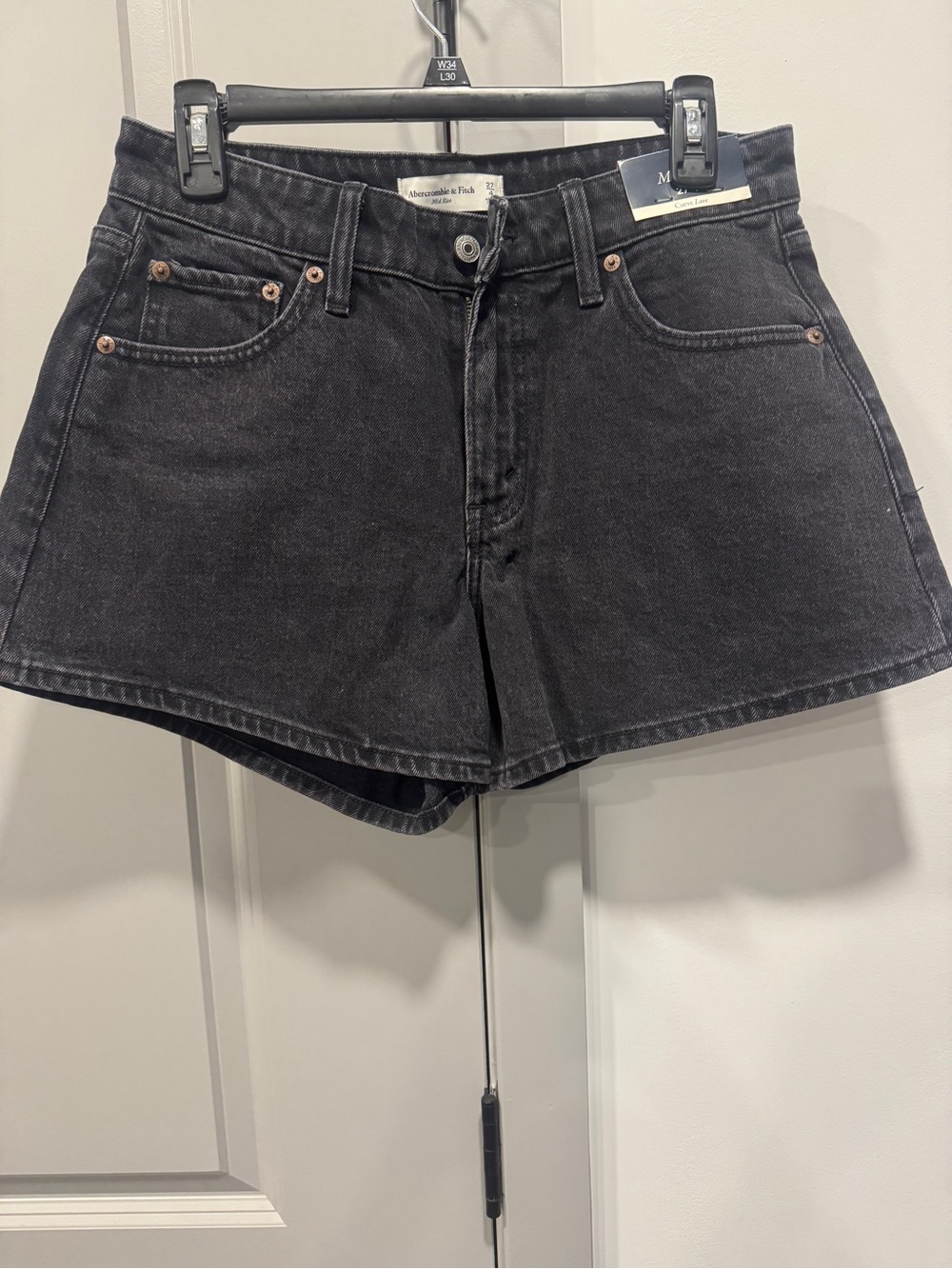 Abercrombie & Fitch Washed Black High-Rise Denim Shorts